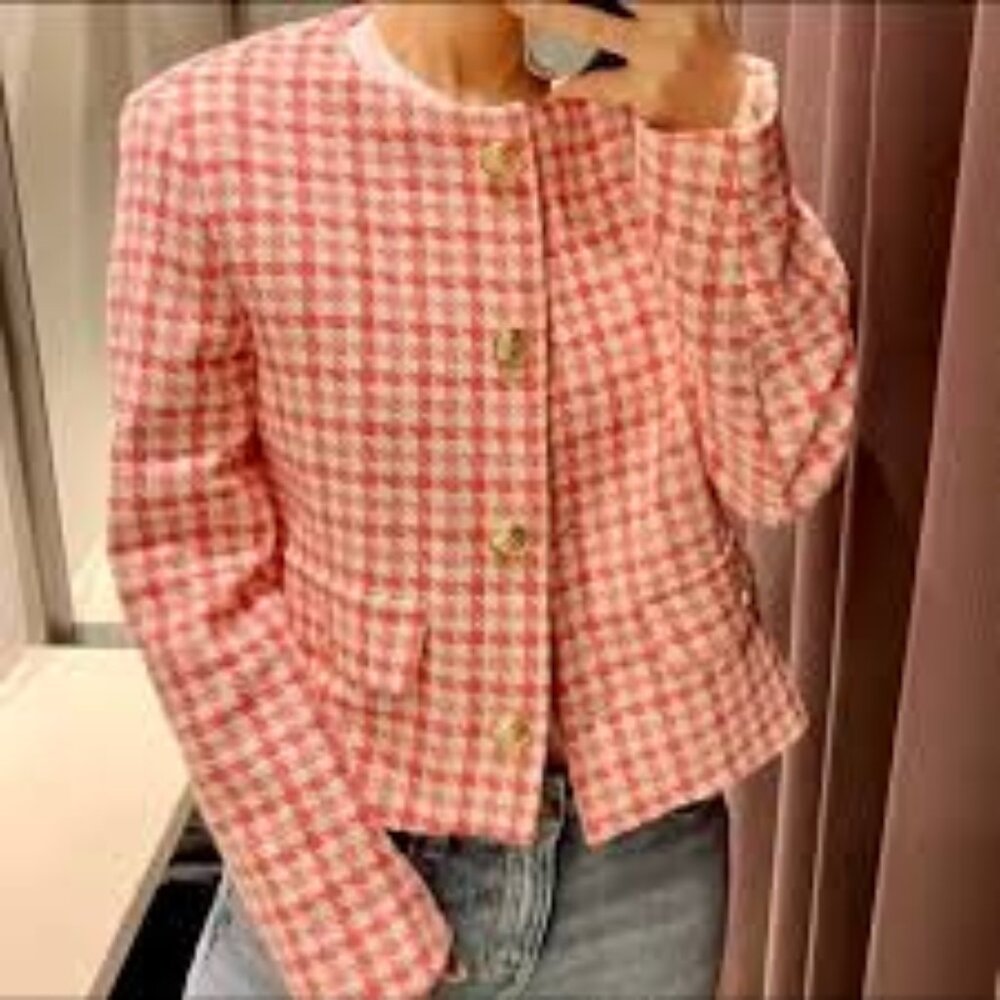 Zara Textured Houndstooth Blazer - Women's Size XS